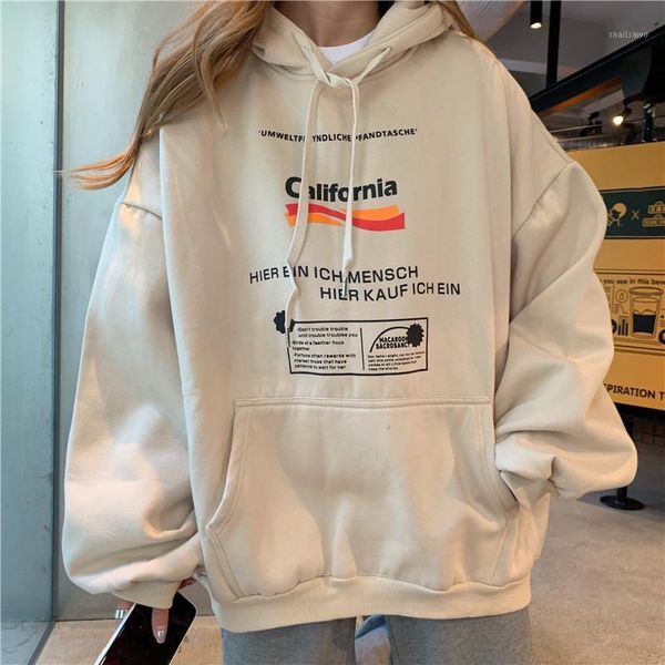 

women's hoodies & sweatshirts women thicker plus velvet warm soft printed simple all-match pockets leisure hooded pullovers womens tren, Black