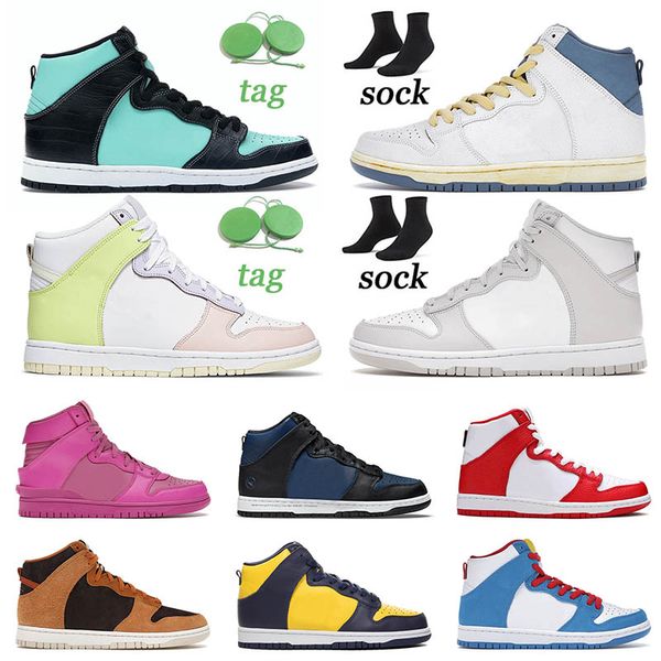 

2021 athletic running shoes fashion dunk high diamond supply tiffany michigan flash lime spartan green womens sneakers mens trainers size 36