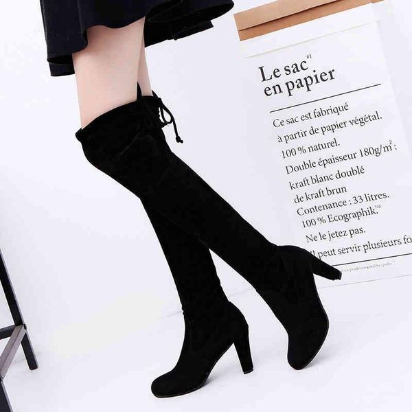 

boots 2021 fashion women's winter high wedges high-stockings elastic shoes large size 34-43, Black