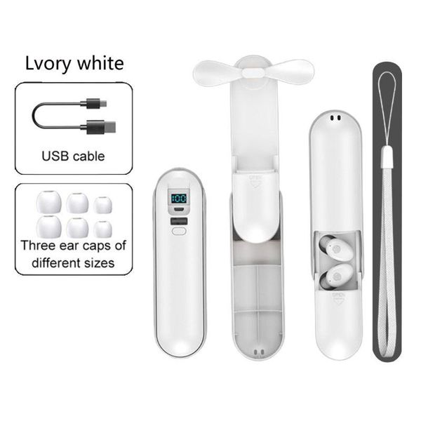 

electric fans tws wireless bluetooth5.0 earphone headset charging case mini fan l69d