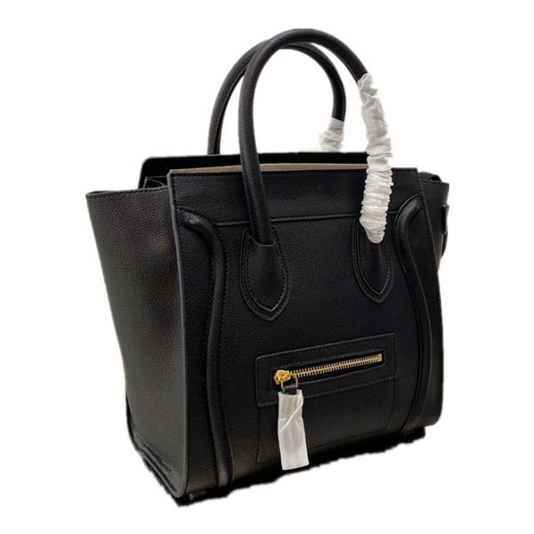 

mini luggage 31cm genuine calfskin bag litchi grain leather handbag celin brand smile face lady totes luxury designer two handles shopping b