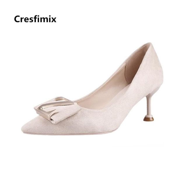

cresfimix mujer tacones altos women cute sweet comfortable black slip on high heel shoes lady fashion classic office b3301 dress
