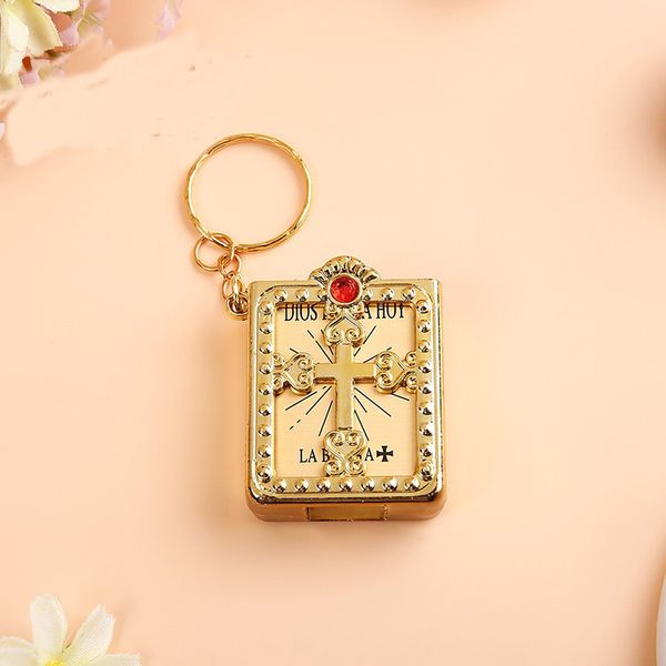 Mini religioso Piccola Sacra Bibbia Book Keychain Gesù Cross Keyrings Micro Pendan