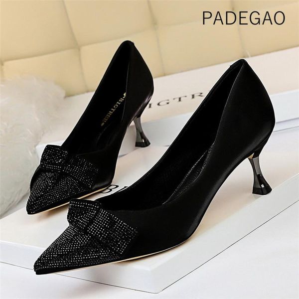 

dress shoes woman luxury party crystal high heel 2021 fashion elegant pumps, Black