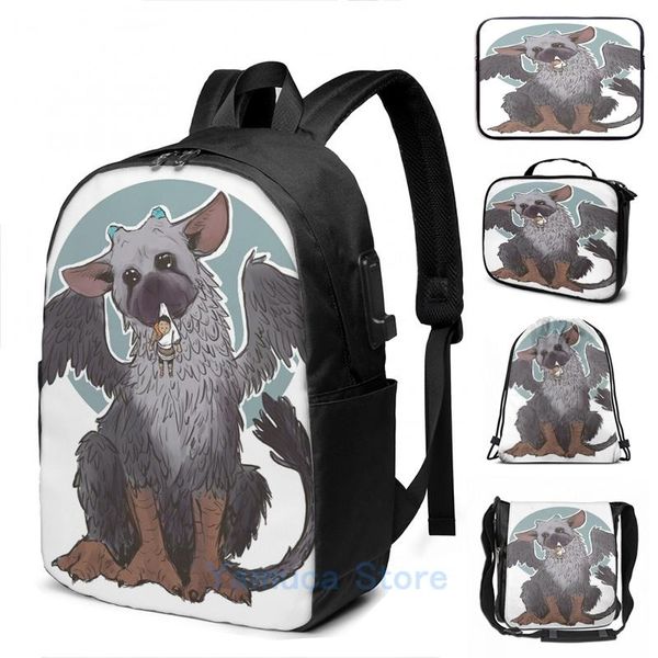 

backpack funny graphic print last guardian usb charge men school bags women bag travel laptop