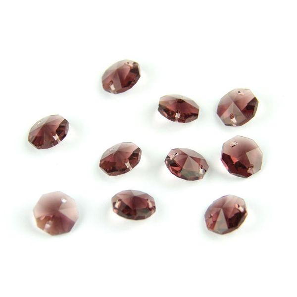 

2000pcs/lot 14mm amethyst crystal octagon beads in two holes prism chandelier wedding garland