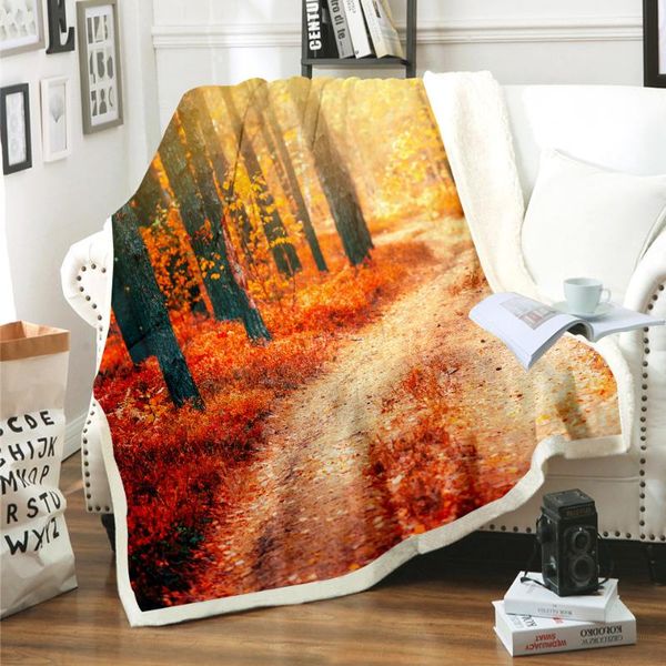 

maple flower 3d printed sherpa blanket with double thickening on the soft and comfortable bedding natural scenery blankets