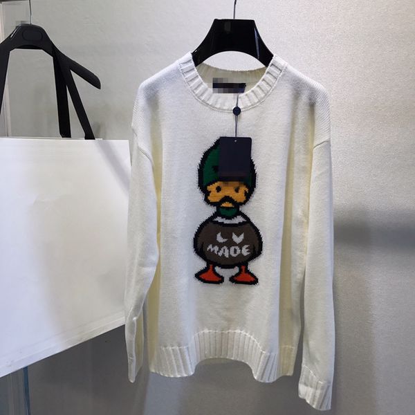 

new duck round neck long sleeve sweater, White;black