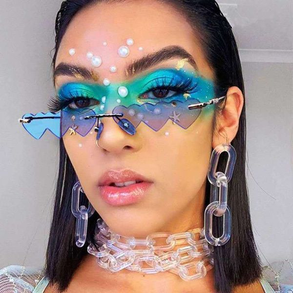 

Fashionable sun frames Designer Rimless UV400 Sunglasses Womens 7 Beach Fashion Glasses Woman Colors Excellent Quality Nice, Black