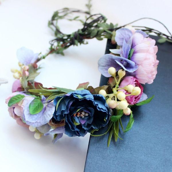 

hair clips & barrettes bride headdress vines manual flower berry wreath rose crown wedding veil headwear decoration, Golden;silver