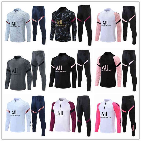 

2022 football survtement entranement jogging 2021 2022 costume d'entranement hommes et enfants 21 22 survetement foot cha h1217, Black;white