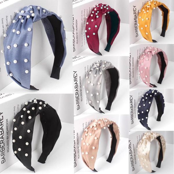 

simple sweet pearl wide border hair band fashion womens wash face accessories