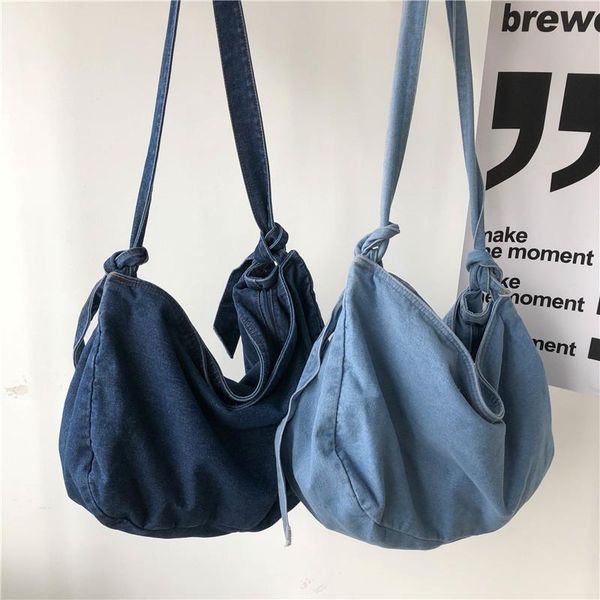 

retro denim large capacity tote bag fashion shoulder totes