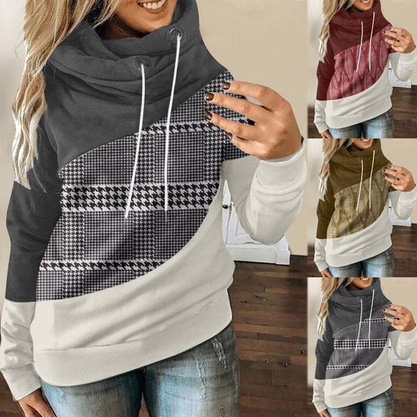 

women's hoodies & sweatshirts women autumn and winter fashion casual warm hoodie ladies drawstring long sleeve stitching blouse, Black