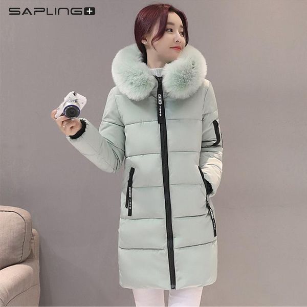 

women's down & parkas jacket 2021 winter coat women hooded female mid-length korean slim contton padded outwears, Black