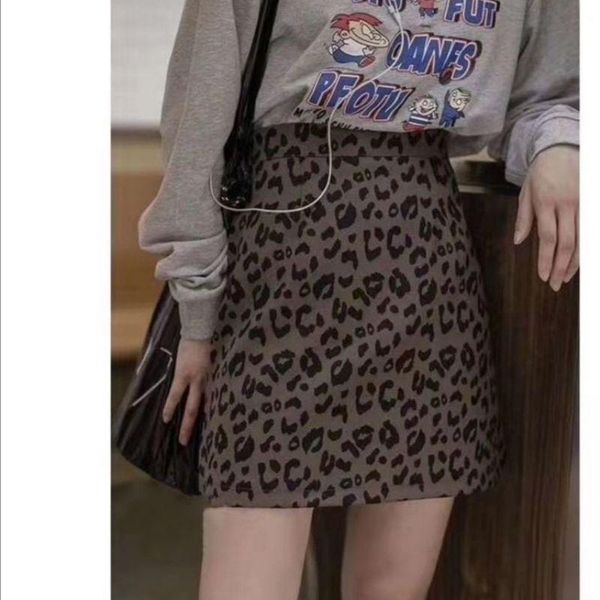 

skirts women's summer skirt leopard print half-length bag hips high waist mini slim fashion all-match short dress, Black