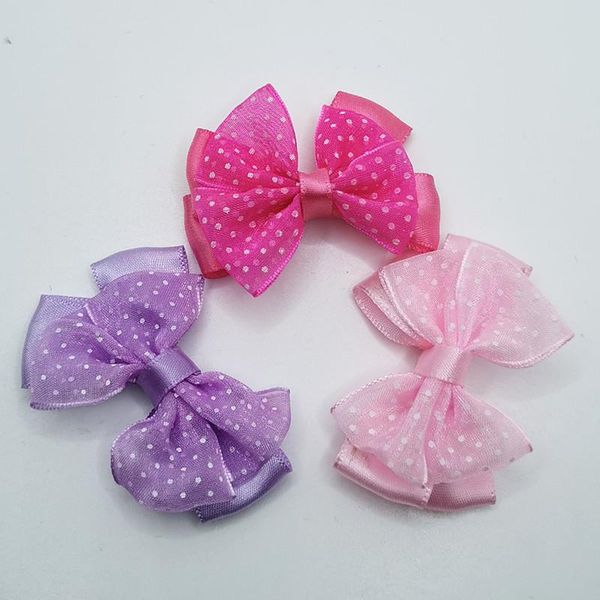 

decorative flowers & wreaths 30pcs/lot handmade diy satin sheer double ribbon bow tie wedding scrapbooking embellishment crafts accessory de