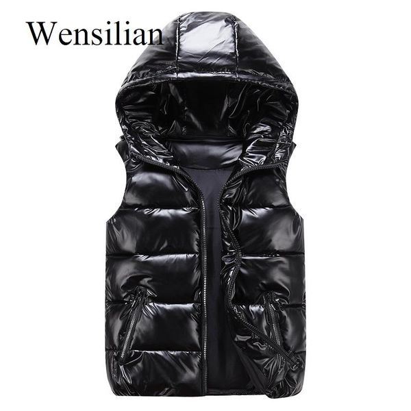 Coletes femininas inverno curto desmaientar colete mulheres sem mangas com capuz jaqueta jaqueta bodywarmer leve windbreaker casaco pano