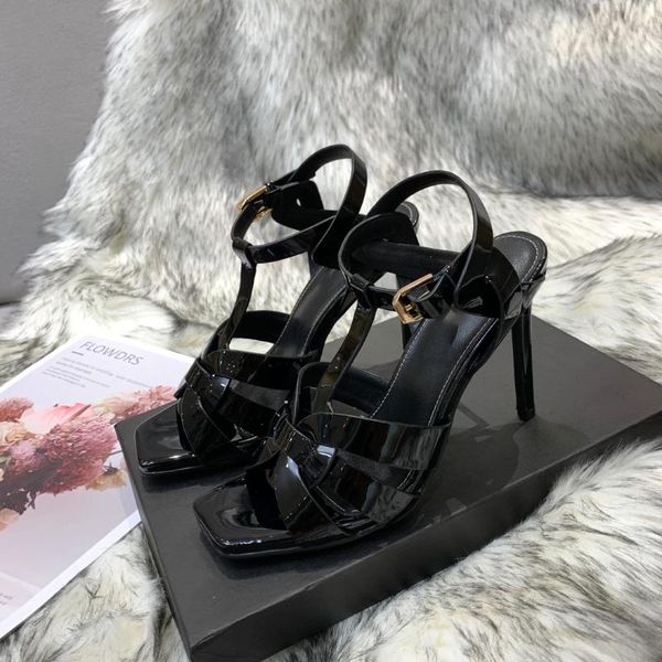 

dress shoes patent leather 10cm high heel sandals, Black