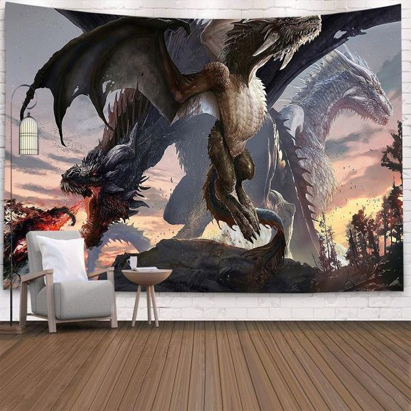 

tapestries dorm decor art wall tapestry dragon with wings pattern hanging hippie carpet