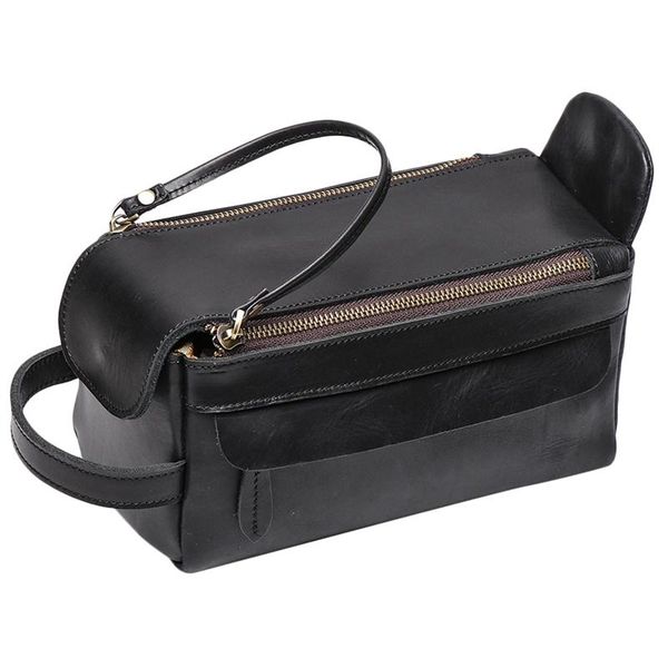 

vintage leather women men cosmetic bag travel toiletry wash make up bags & cases