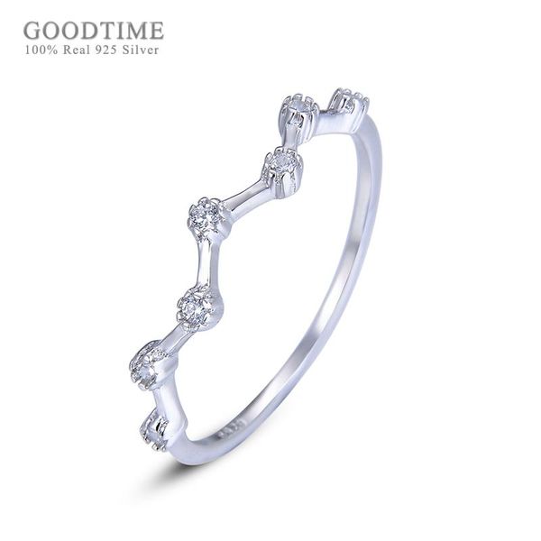 

wedding rings simple fashion pure 925 sterling silver jewelry anniversary ring wave cubic zirconia style for women girl, Slivery;golden