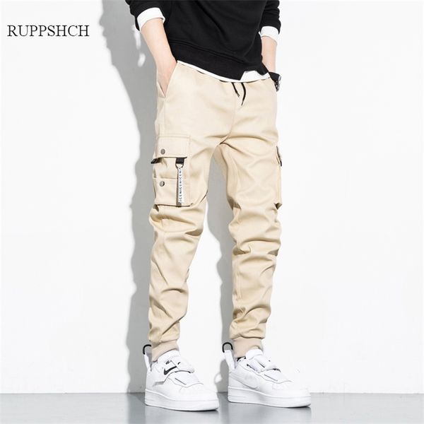 

8xl cargo pants men style pure cotton solid color hip-hop multi-pocket plus size sports casual 210810, Black