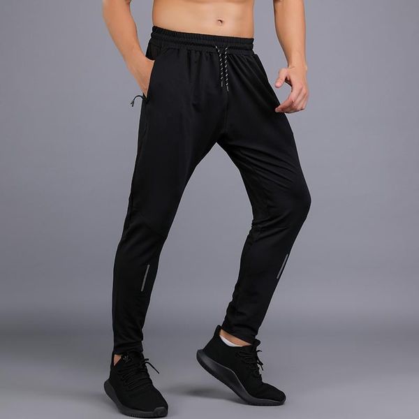 

running pants breathable black sport mens with zipper pockets high elasticity training joggings fitness for men, Black;blue