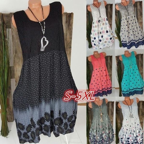 

casual dresses zogaa plus size womens summer beach dress floral printed sleeveless backless high waist vintage, Black;gray