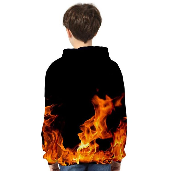 

to 14 years kids hoodies yellow and blue 3d fire flame print hoodie boy/girls sweatshirt harajuku jacket coat child pullover men's & sw, Black