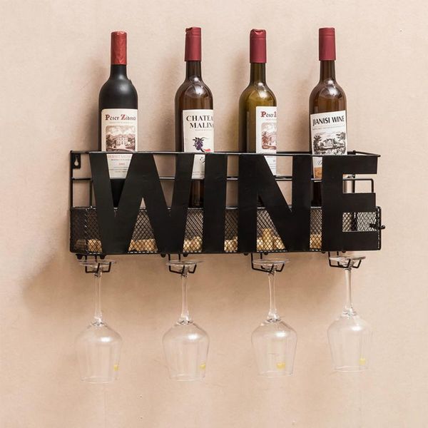 

tablewine racks metal wall mounted rack 4 long stem glass holder cork storage 58x12x22cm