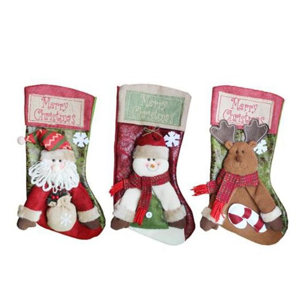 

christmas decorations 3pcs santa snowman reindeer xmas fireplace hanging stockings decoration 46x27cm