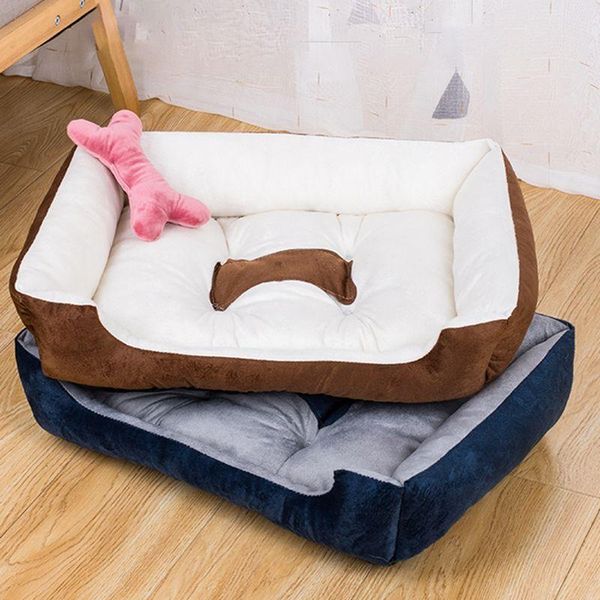 

summer cool super soft pet bed dog square cat winter warm sleeping bag plush pad portable supplies bone heat dissipation kennels & pens