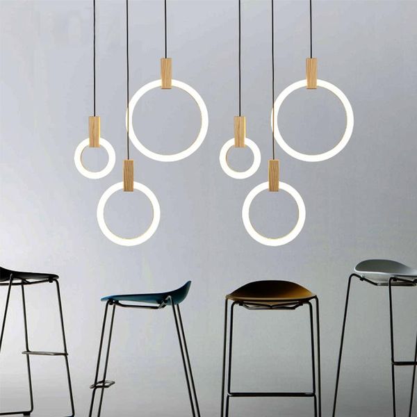 

chandeliers modern chandelier wooden ring lighting nordic minimalist designer stairs multi art lamp wood lustre drop ship