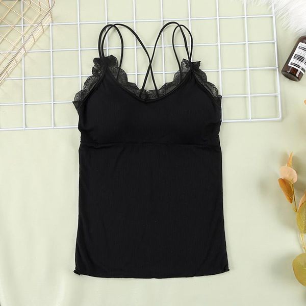 

camisoles & tanks hechan black lace women pajamas rubber band shoulder strap sleepwear casual female nightwear summer lingerie patchwor, Black;white