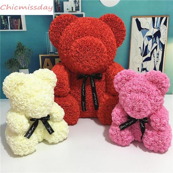 

us sock 38cm rose teddy bear artificial flower led strings decoration rose bear valentines day gifts for women home wedding decoration