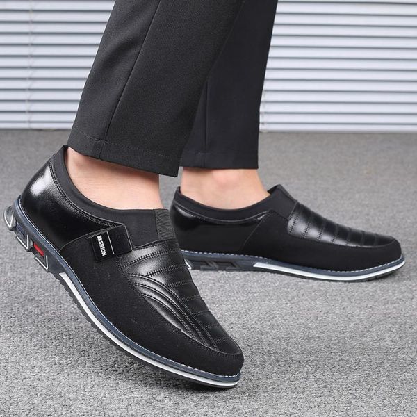 

dress shoes retro round toe men's formal shoes, black lightweight slip-on business leather men 2021 comfortable#