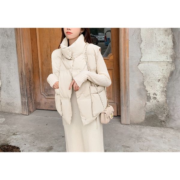 

[batino] 2021 autumn winter dign sense women's temperament cardigan single breasted stand collar vt coat, Black;white