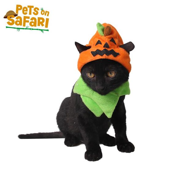 

lovely soft halloween unique design pumpkin shape cat supplies pet hat costumes