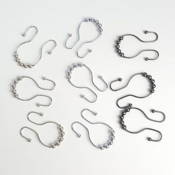 

hooks & rails 12 pcs practical bath rollerball stainless steel shower curtain glide rings convenient home bathroom accessories