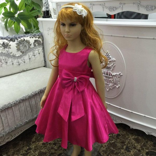 

girl's dresses flower girls dress bridesmaid girl knee-length satin party with big bow christmas formal kids evening ball gowns vestido, Red;yellow