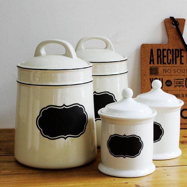 

storage bottles & jars ceramic writable kitchen grain sealed tank spice tea coffee bean crude preservation