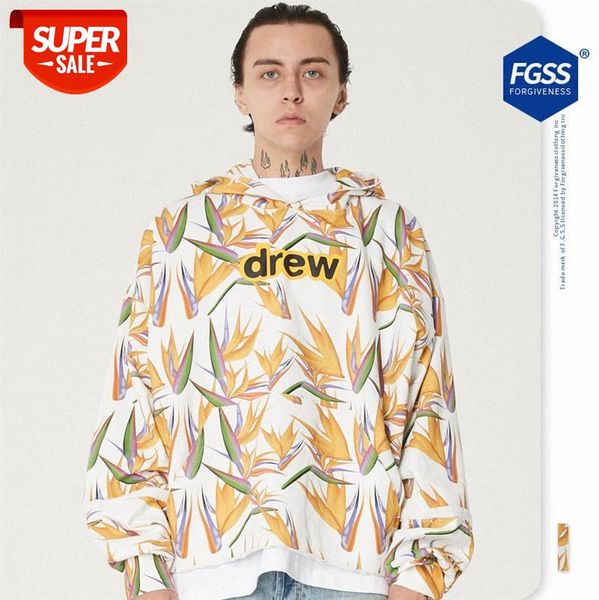 

autumn new product trendy brand floral loose pullover hooded sweater for men and women of the same style #nb6p, Black