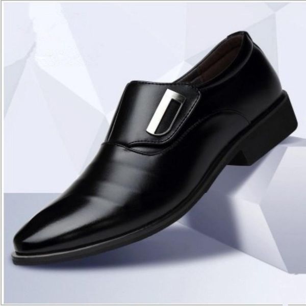 

men's fashion british style pointed toe wedding business leather formal dress shoes summer flats oxfords men mens shoe, Black