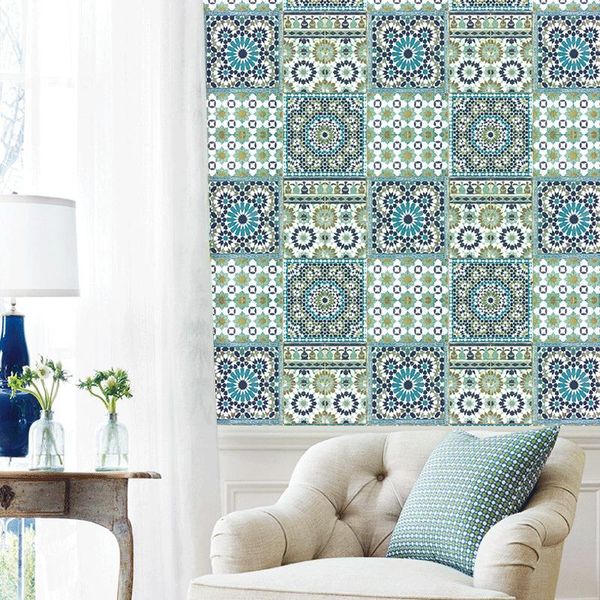 

wallpapers wallpaper mediterranean antique tile pattern living room dining tv background wall porch american style