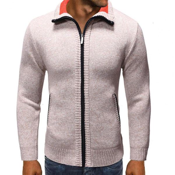 

men's sweaters fashion solid color simple men cardigan knitted jacket soft texture cold resistant, White;black