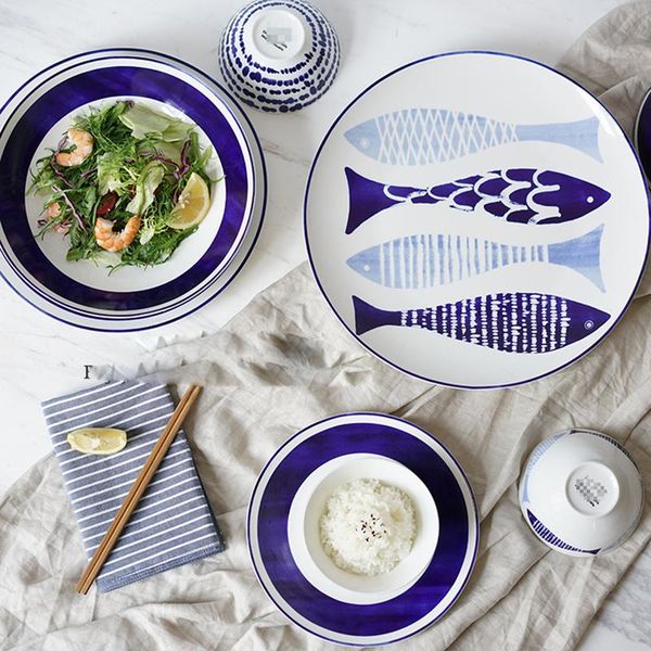 

dishes & plates nordic style dinner service de table assiette blue cake trays western steak tray handcraft ceramics kitchen plate