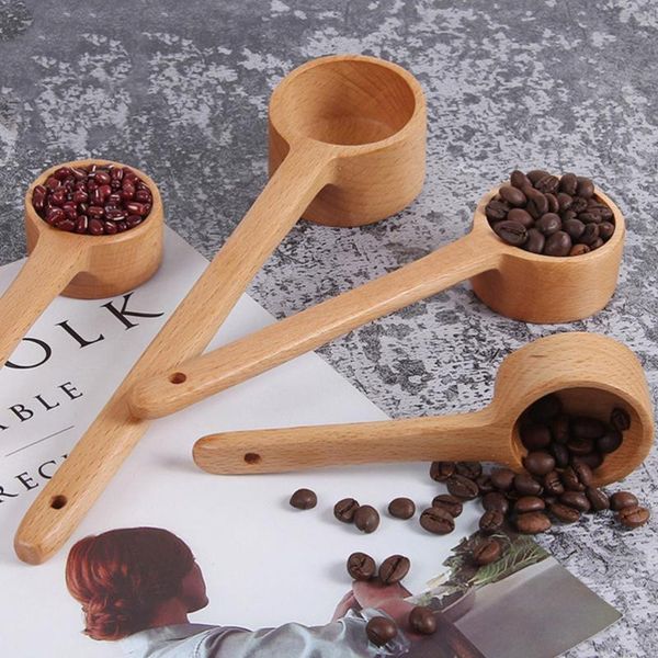 

spoons long handle natural wood coffee beans seasoning spoon kitchen soup ladle scoop (small size)