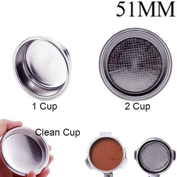 

coffee filters 51/58mm 1 cup 2 and clean filter replacement basket for bottomless portafilter ec680/ec685 parts