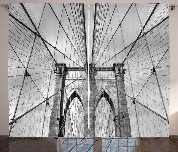 

curtain & drapes landscape window curtains for kids room usa york brooklyn bridge cityscape scenery po bedroom